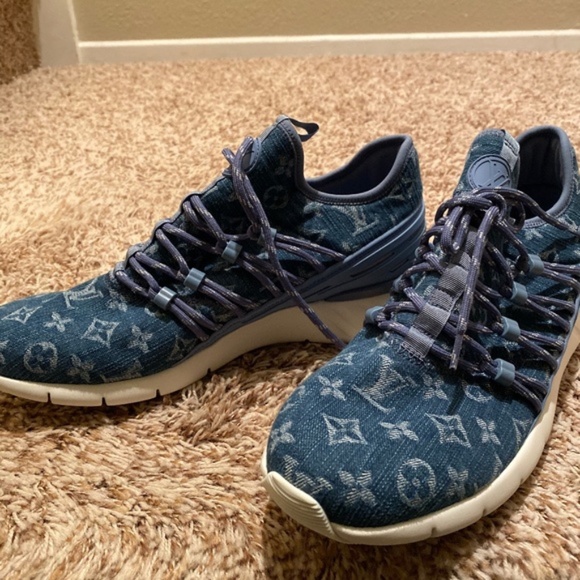 NEW AUTH LOUIS VUITTON DENIM FASTLANE SNEAKER SHOE - Picture 4 of 5